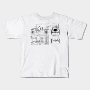 Ford Model T Technical Drawing Kids T-Shirt